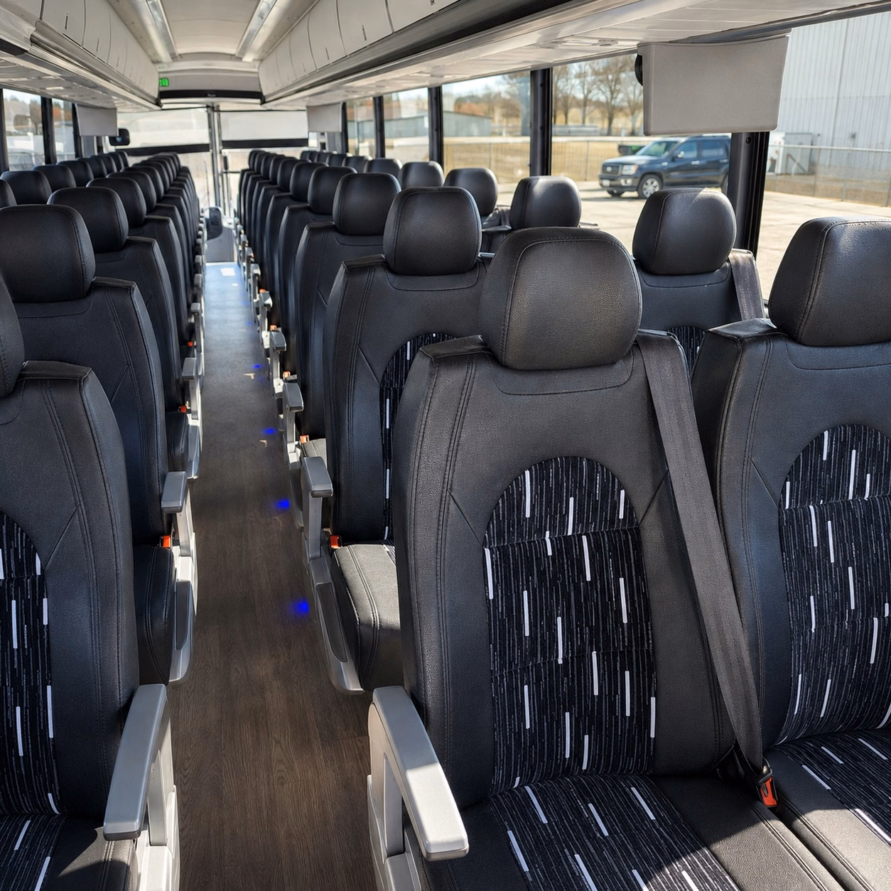 56 passenger charter bus inside